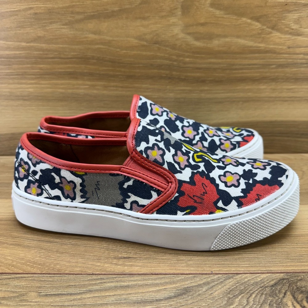 Coach Cameron Sneakers Floral Womens‎ 6 Red Black White Platform Slip On Casual